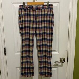 Ralph Lauren Sport Pants Women’s Size 4 Pink Blue Plaid Cotton Cuffed Crop Ankle